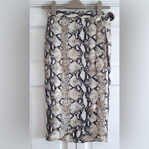 Boohoo Petite Satin Snake Print Wrap Skirt.